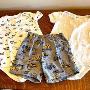 Two onesies and one short. Construction theme!